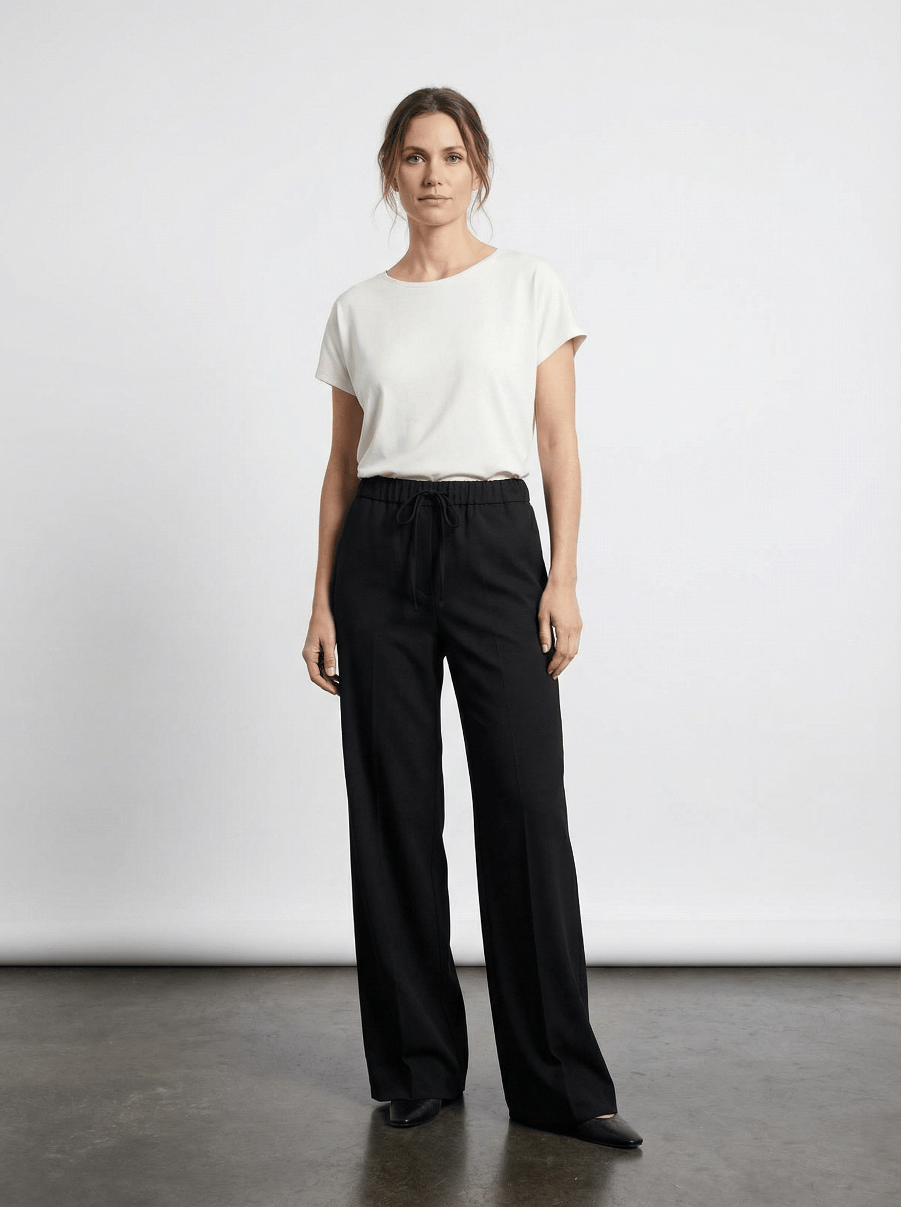 Beli Lastikli Hafif Bol Kesim Poliviskon Pantolon