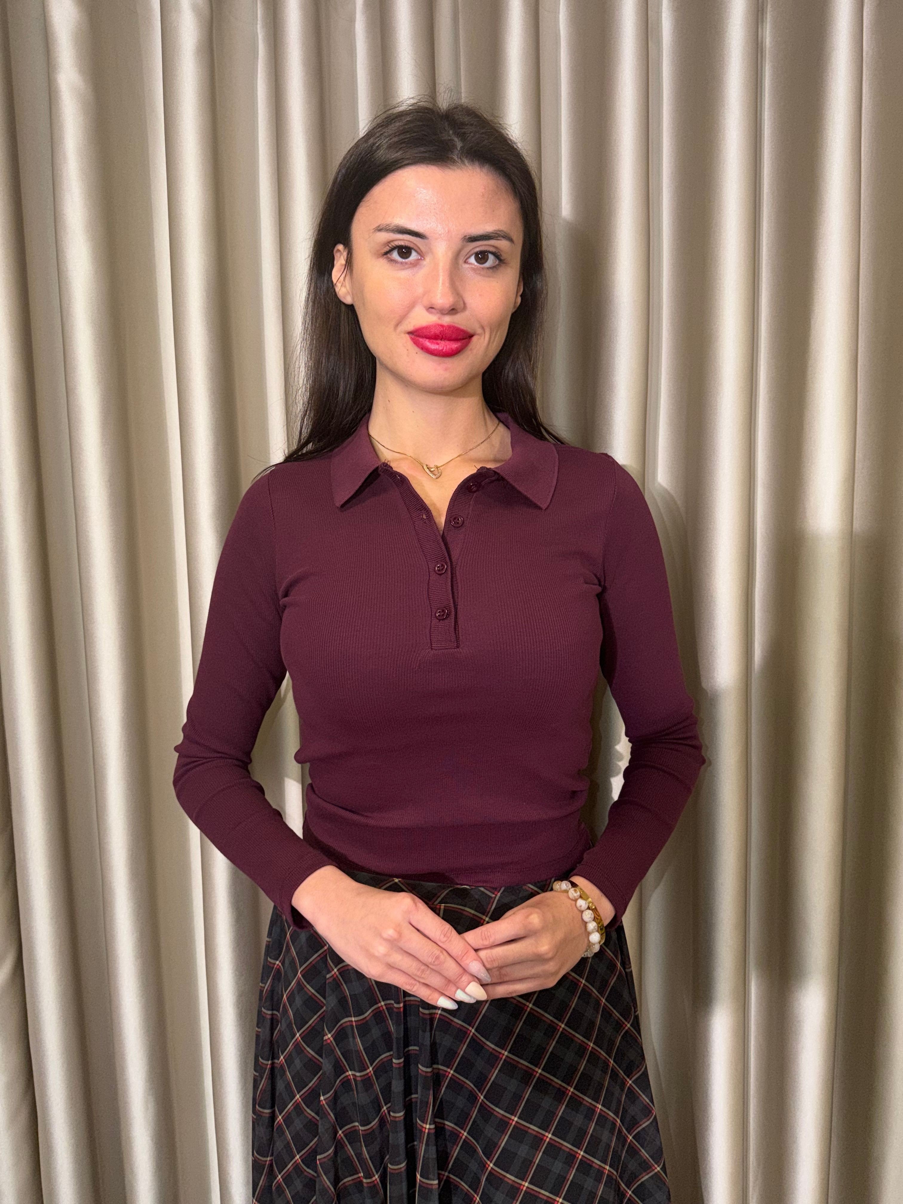Polo Yaka Düğmeli Body