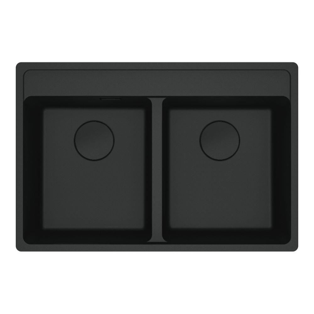Franke MRG 620-35-35 Granit Evye, Tezgah Üstü, 2 Hazneli, Matt Black, 76x51 cm