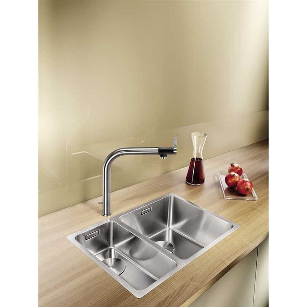 Blanco ANDANO 340-180 IF Paslanmaz Çelik Evye, Sağ büyük, 1,5 Hazneli, Tezgaha sıfır, 54,5x44 cm