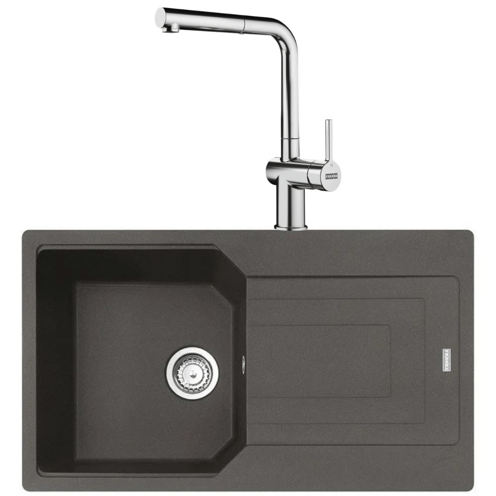 Franke UBG 611-86 Granit Slate Grey Evye, Active Plus Doccia Krom Armatür