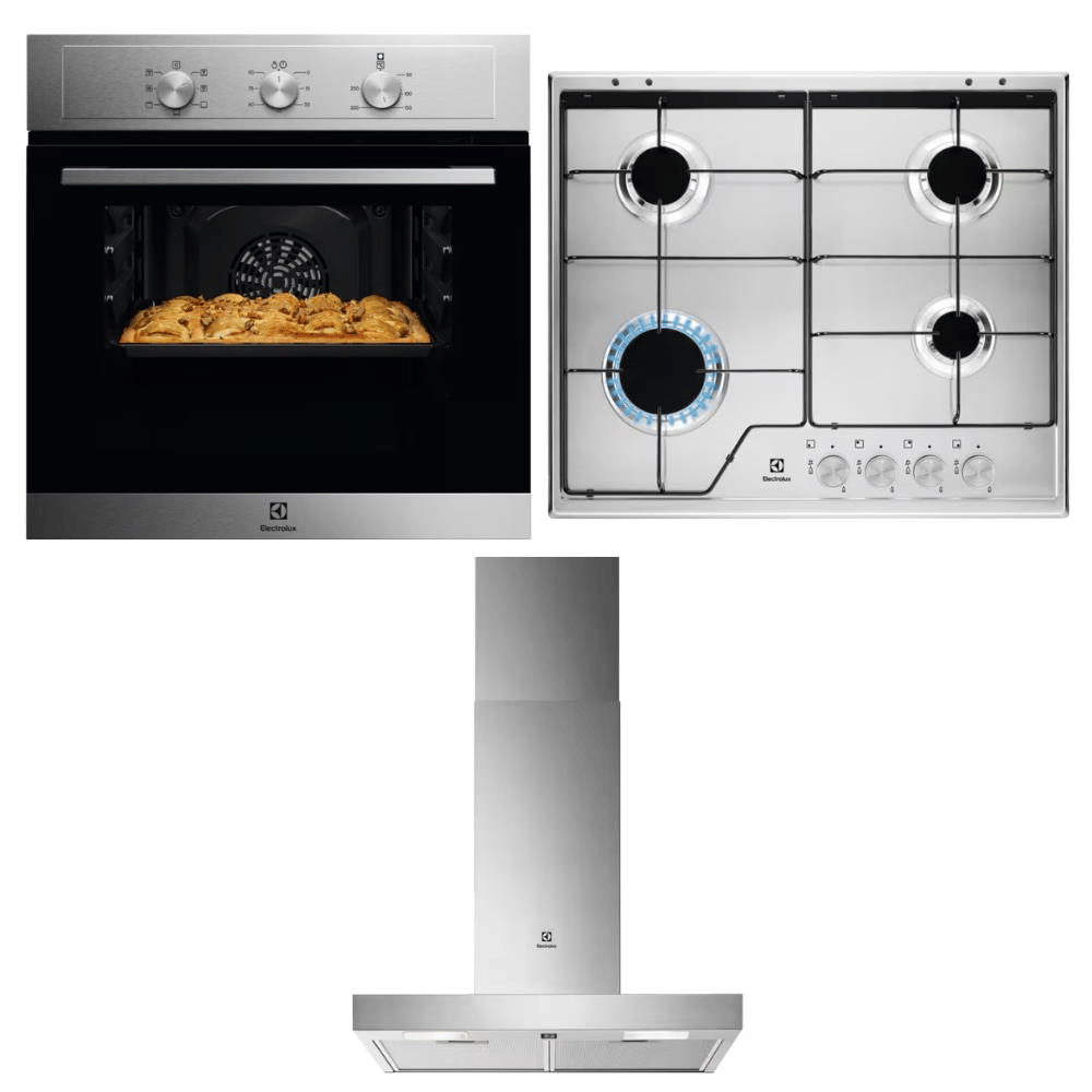 Electrolux Ankastre Inox Set 1; EOH2H00BX Ankastre Fırın, KGS6424SX Ankastre Ocak, LFT316X Ankastre Davlumbaz