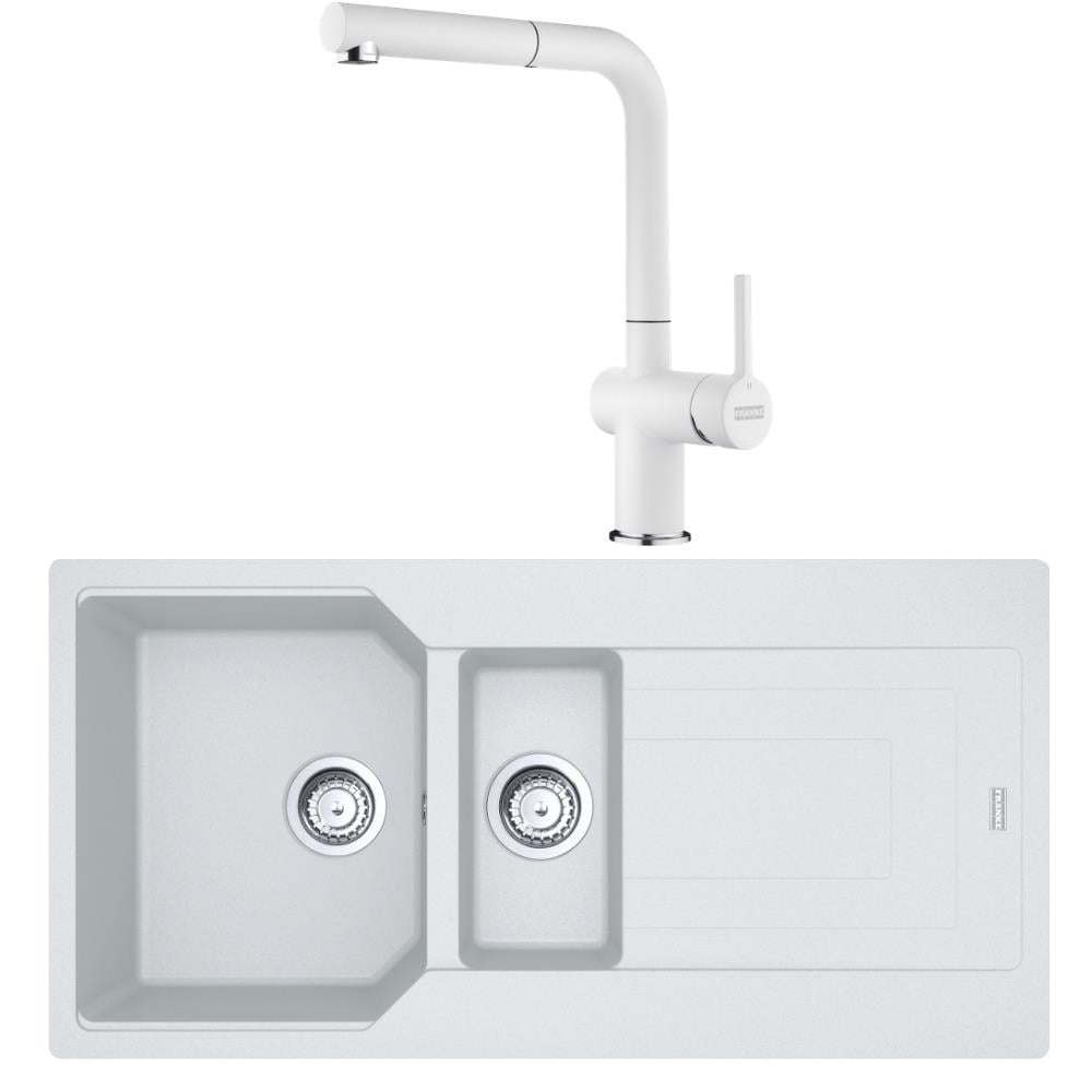 Franke Urban UBG 651-100 Granit Bianco Evye, Active Plus Doccia Bianco Armatür