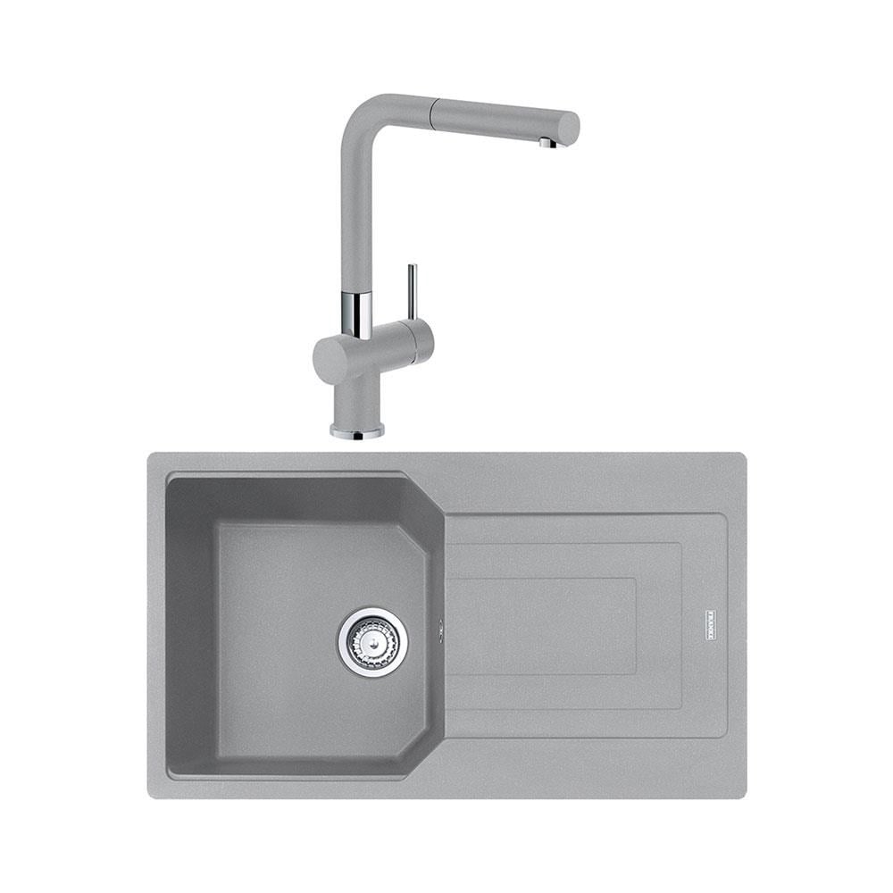 Franke UBG 611-86 Granit Stone Grey Evye, Active Plus Doccia Stone Grey Armatür