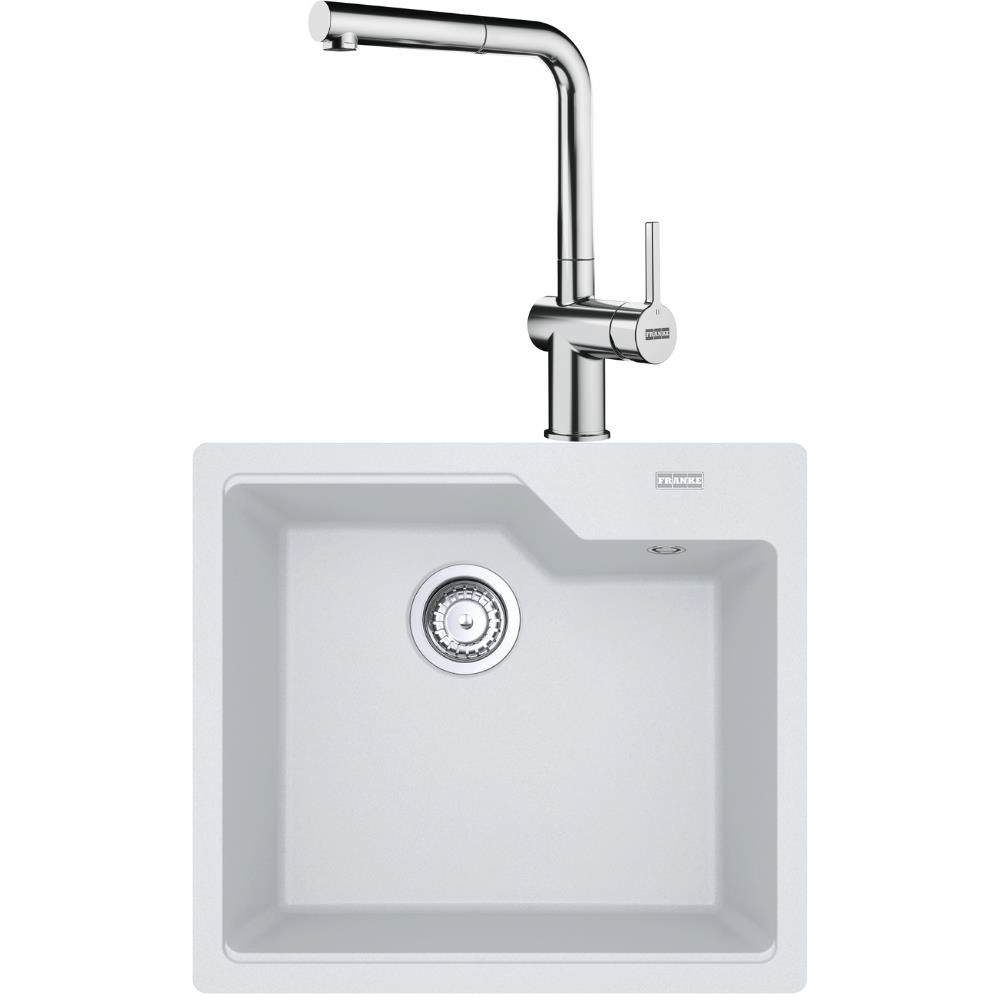 Franke UBG 610-56 Granit Bianco Evye, ACTIVE PLUS DOCCIA 2.0 Spiralli, Krom Armatür
