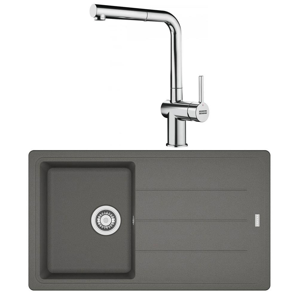 Franke BFG 611 Granit Stone Grey Evye, Active Plus Doccia Krom Spiralli Armatür Seti