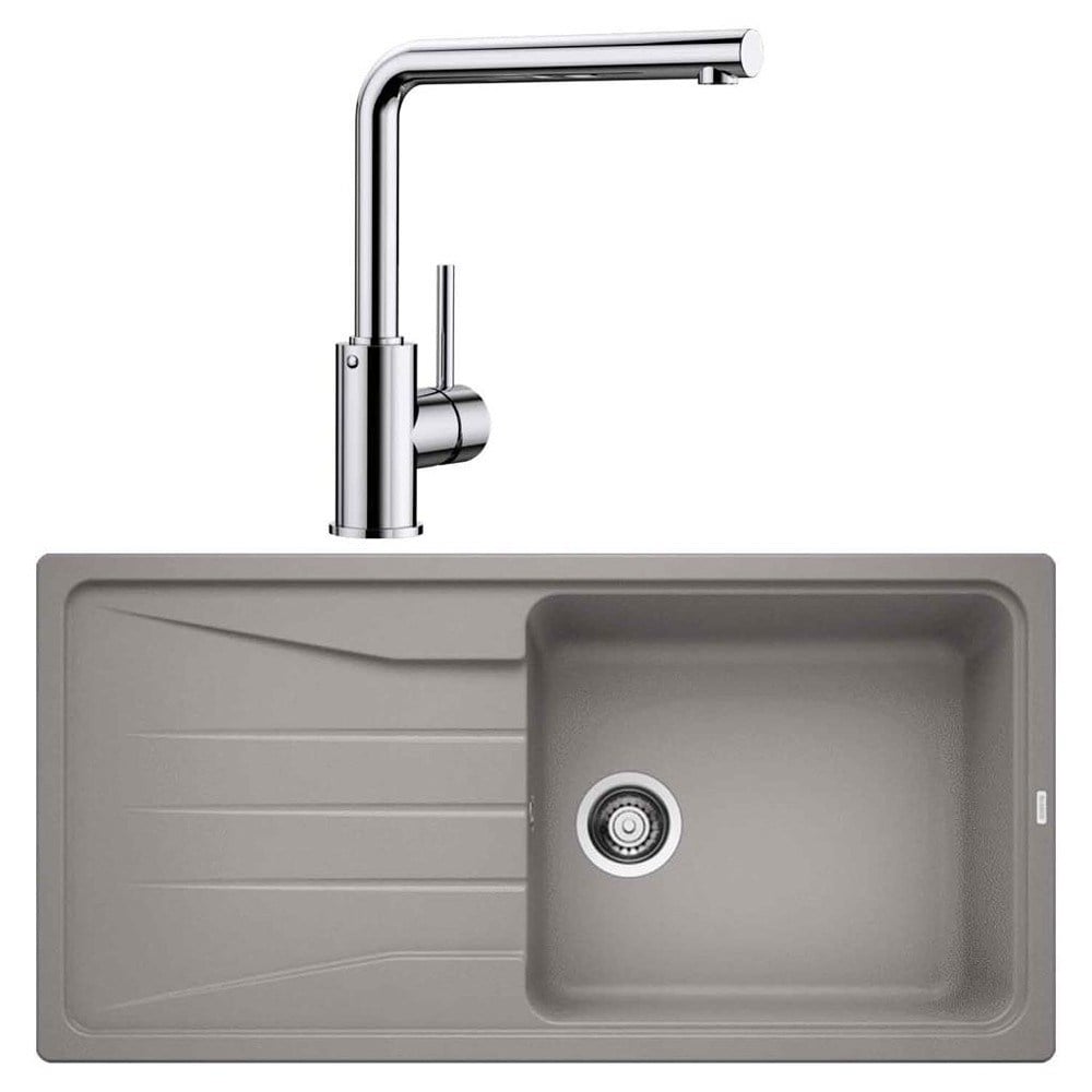Blanco SONA XL 6 S Granit Alu Metallic Evye, MILA Krom Armatür Set