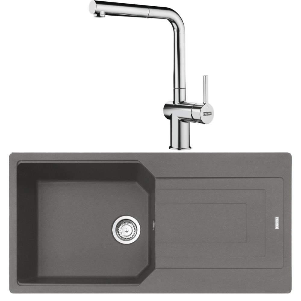 Franke UBG 611-100 Granit Stone Grey Evye, Active Plus Doccia Krom Armatür
