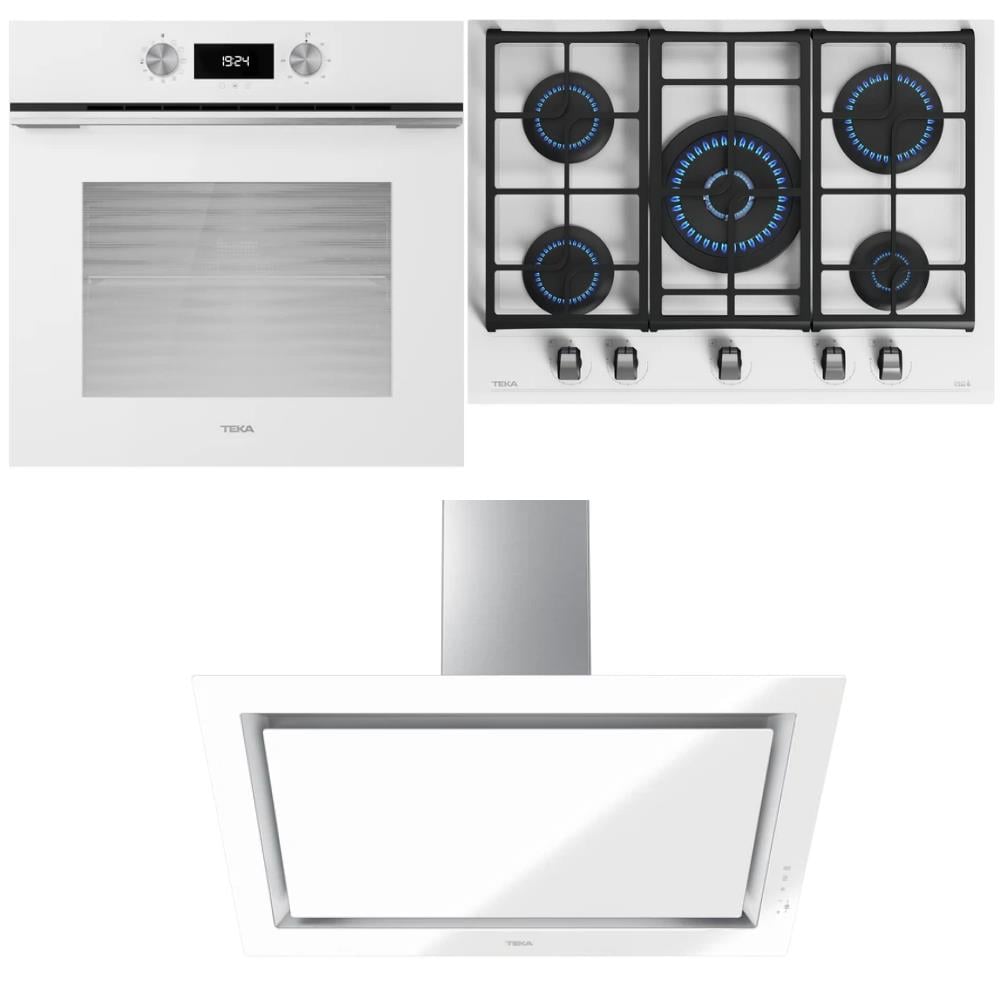 Teka HLB 8400 WH Fırın, GZC 75330 XBC WH E4 Ocak, DLV 98660 WH TOS Davlumbaz, Beyaz Renk, Ankastre Set