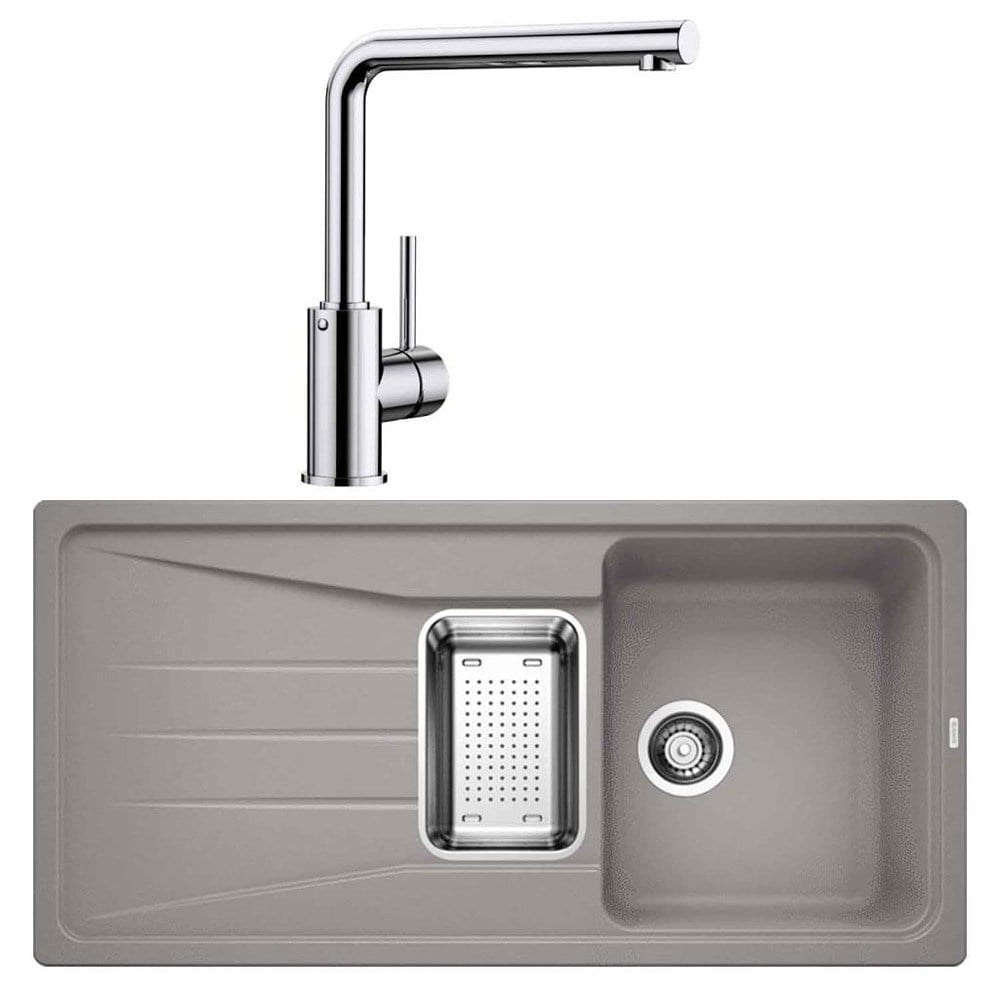 Blanco SONA 6 S Alu Metallic Granit Evye, MILA Krom Armatür Set, Aksesuar Hediyeli