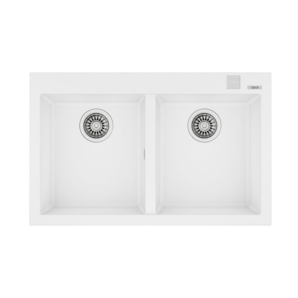 Teka FORSQUARE 790 TG Granit Evye, Arctic White, Çift Hazneli, 79x50 cm, Tezgahüstü, Beyaz