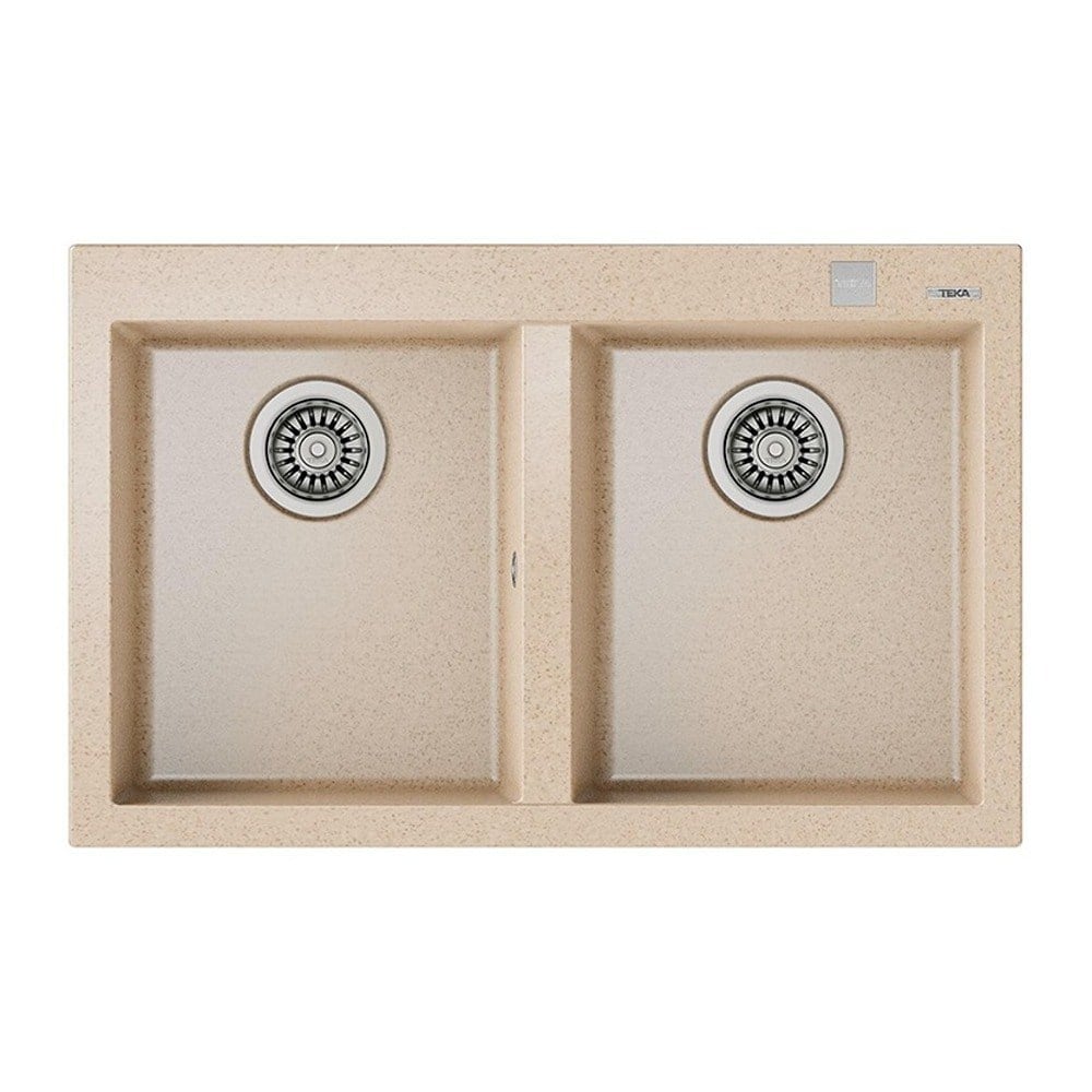 Teka FORSQUARE 790 TG Granit Evye, Avena Beige, Çift Hazneli, 79x50 cm, Tezgahüstü, Bej
