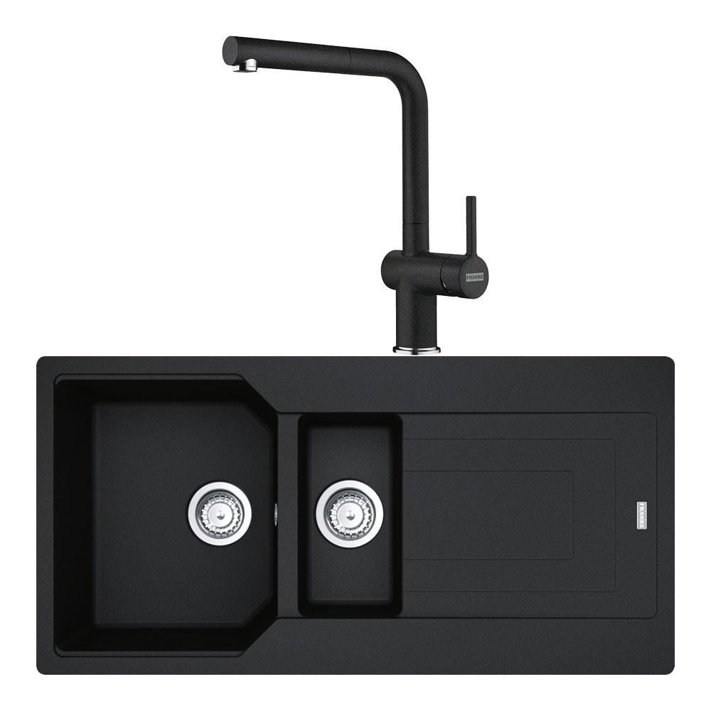 Franke Urban UBG 651-100 Granit Nero Evye, Active Plus Doccia Nero Armatür