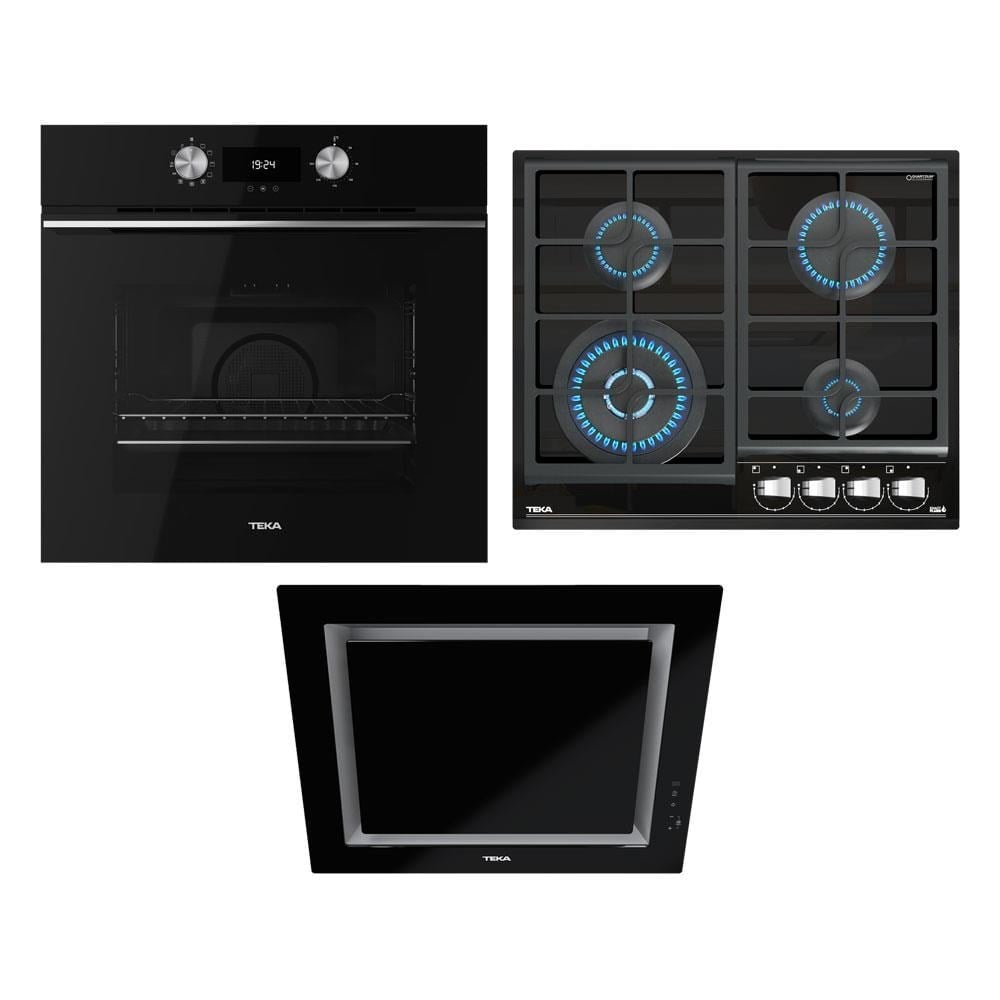 Teka Urban 60 Siyah Ankastre Set, HLB 8400 BK Fırın, GZC 64320 XBC BK Ocak, DLV 68660 BK TOS Davlumbaz