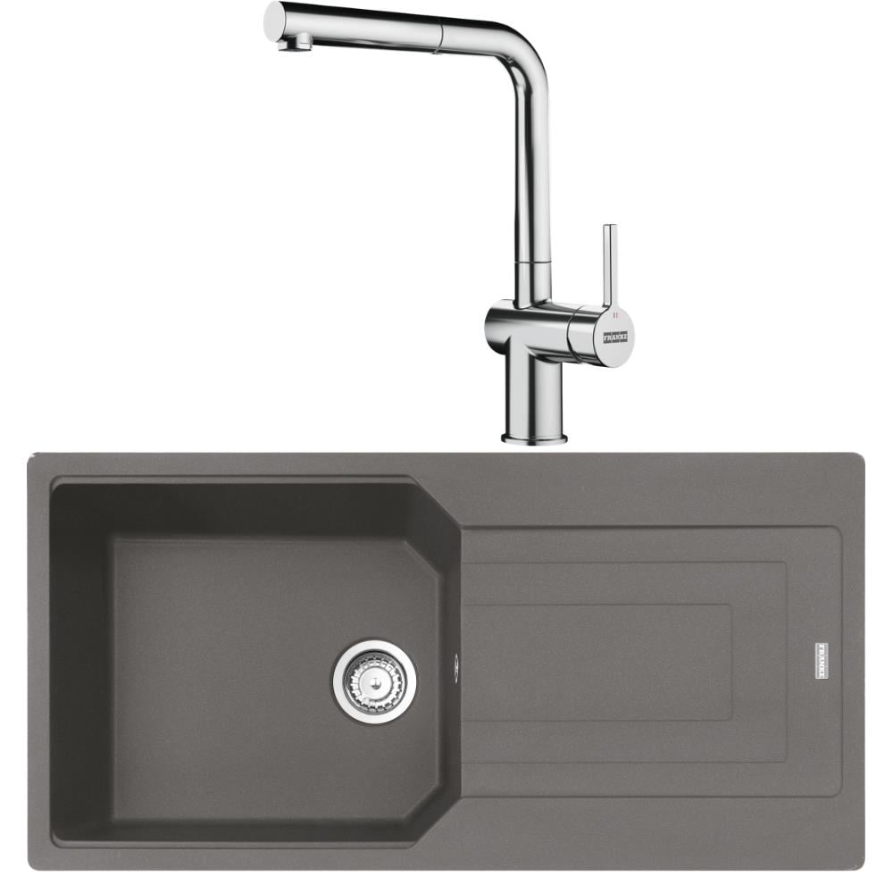 Franke UBG 611-100 Granit Stone Grey Evye, Active Plus Doccia Krom Armatür
