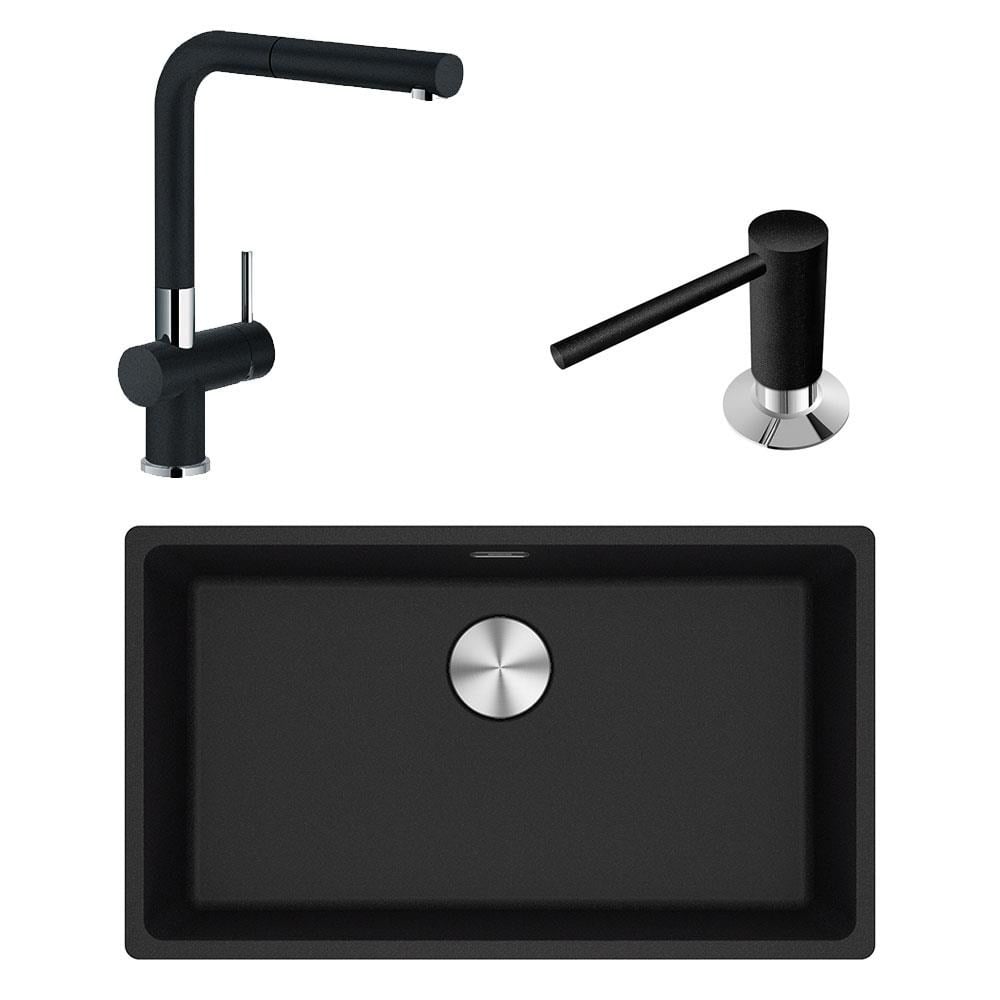 Franke MRG 110-72 Üçlü Set, Nero renk, Evye - Armatür - Sabunluk