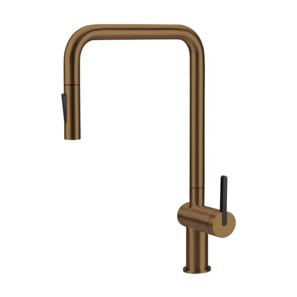 Deante MOMI C73N Mutfak Armatürü, U Tipi, Spiralli Başlık, Bronz Renk