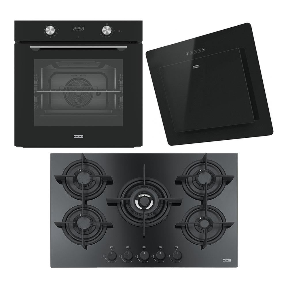 Franke Ankastre Set; FMA 86 BK Fırın, FHCR 755 4G TC HE BK C Ocak, FNO 605 BK Davlumbaz