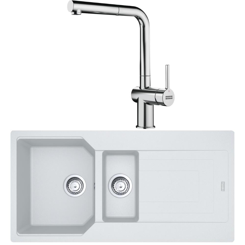 Franke Urban UBG 651-100 Granit Bianco Evye, Active Plus Doccia Krom Armatür