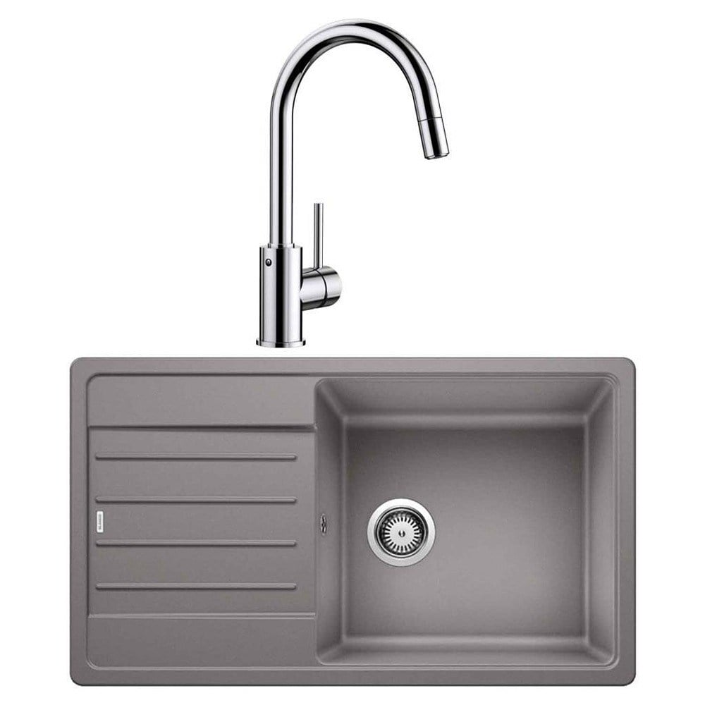 Blanco LEGRA XL 6 S Granit Alu Metallic Evye, MIDA-S Krom Spiralli Armatür Set