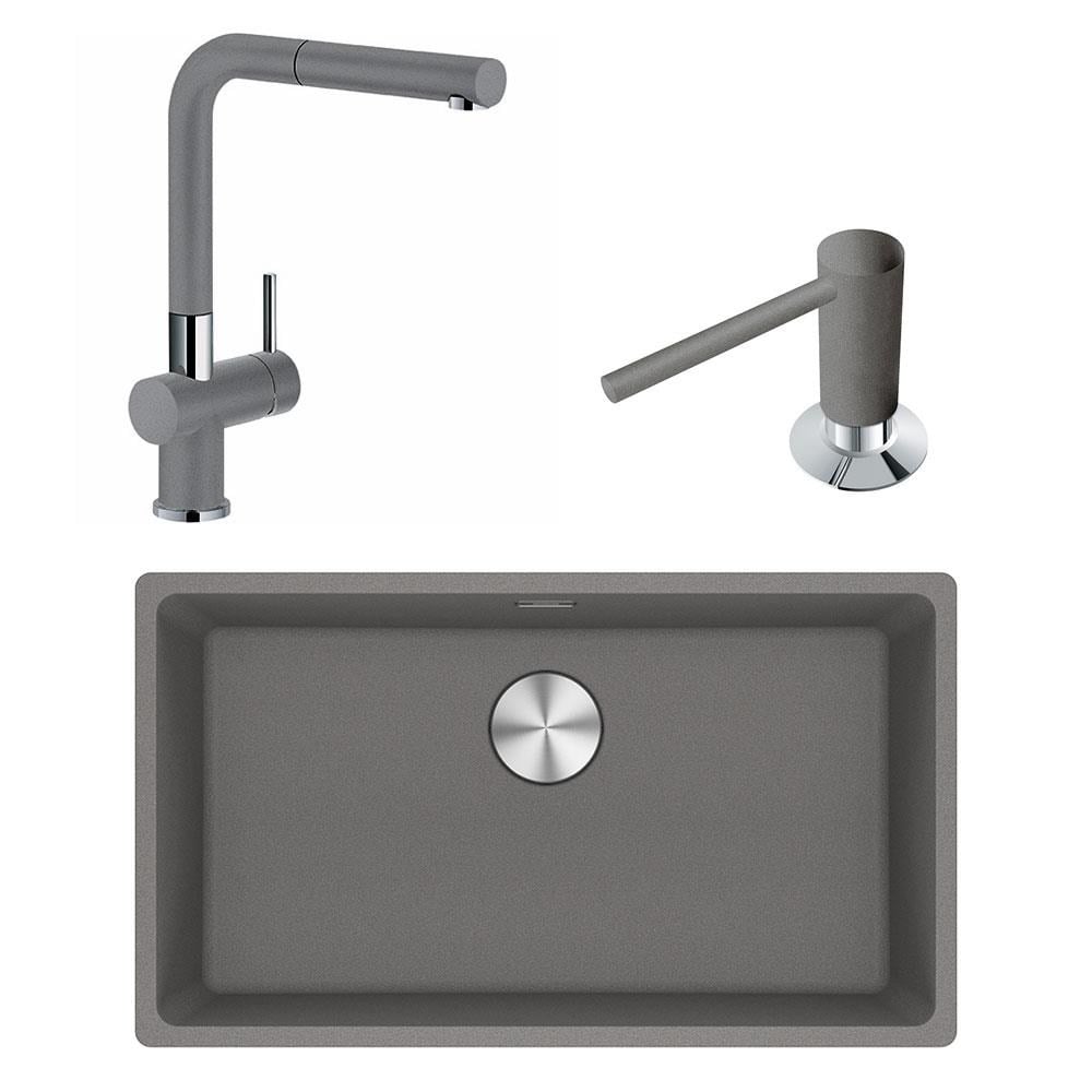 Franke MRG 110-72 Üçlü Set, Stone Grey Renk, Evye - Armatür - Sabunluk