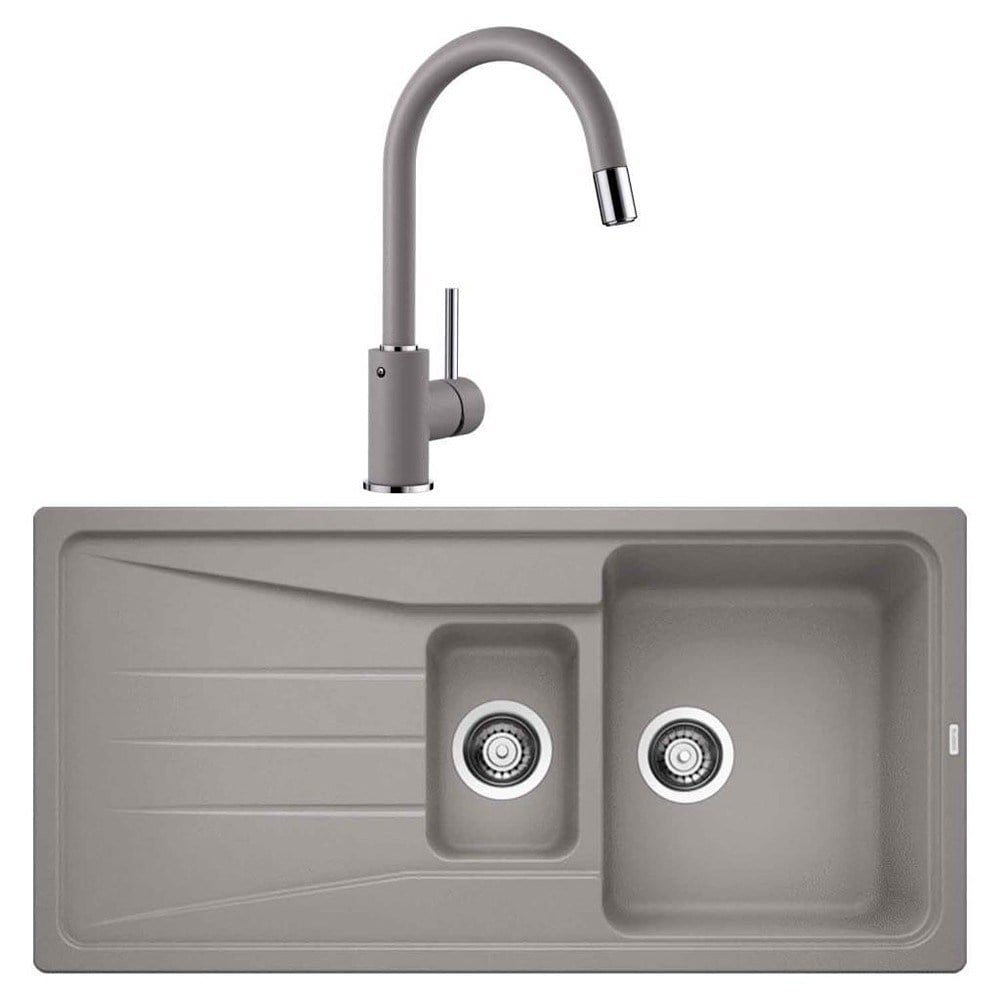 Blanco SONA 6 S Alu Metallic Granit Evye, MIDA-S Alu Metallic Spiralli Armatür Set, Aksesuar Hediyeli