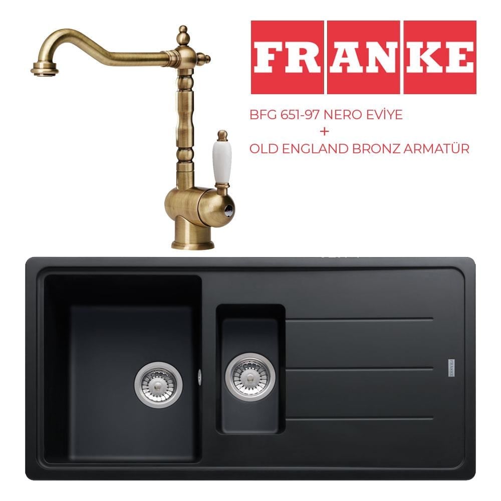 Franke BFG 651 Nero Evye, Old England Bronz Armatür Set