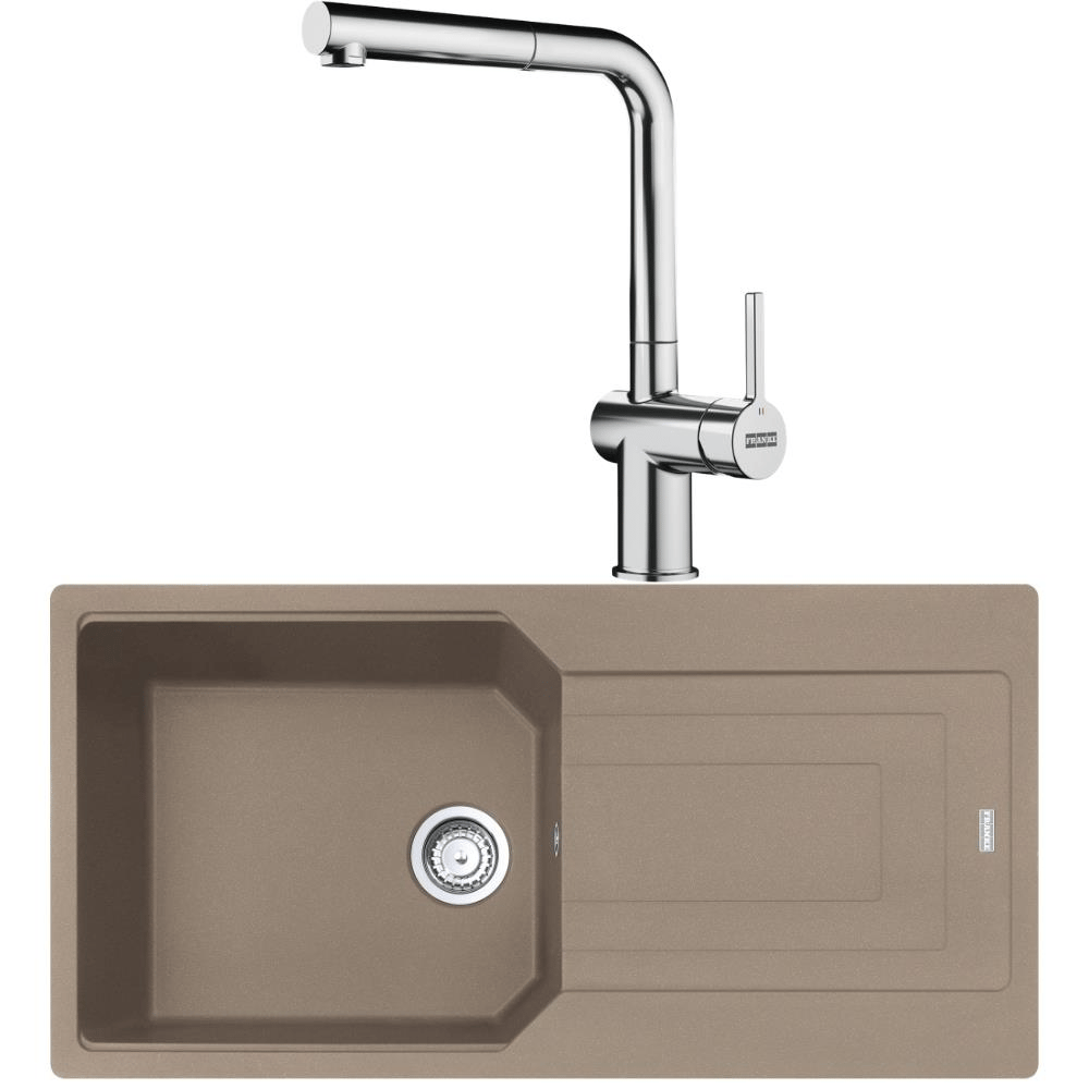 Franke UBG 611-100 Granit Oyster Evye, Active Plus Doccia Krom Armatür