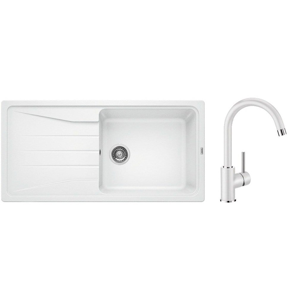 Blanco SONA XL 6 S Granit Beyaz Evye, MIDA Beyaz Armatür Set