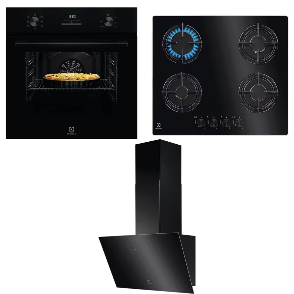Electrolux Ankastre Siyah Set 2; LOH3H00BK Fırın, EGT6242NVK Ocak, LFV216K Davlumbaz