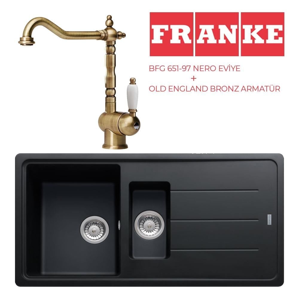 Franke BFG 651 Nero Evye, Old England Bronz Armatür Set