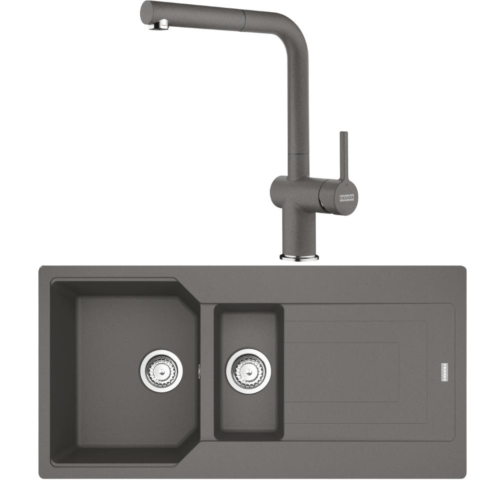 Franke Urban UBG 651-100 Granit Stone Grey Evye, Active Plus Doccia Stone Grey Armatür Set