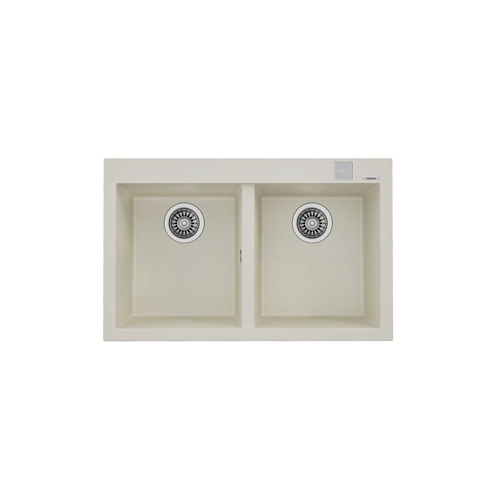 Teka FORSQUARE 790 TG Granit Evye, Bright Cream, Çift Hazneli, 79x50 cm, Tezgahüstü, Krem