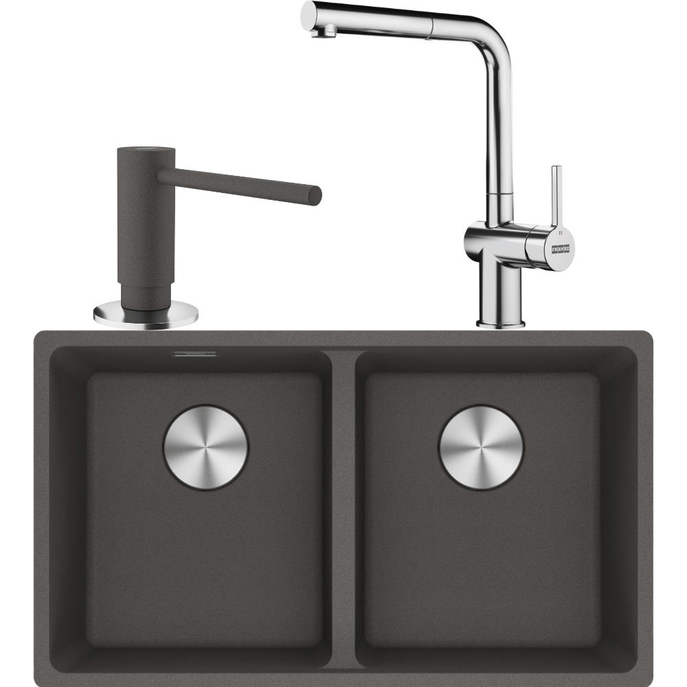 Franke MRG 120-35-35 Granit Slate Grey Renk Evye, ACTIVE PLUS DOCCIA 2.0 Krom Renk Armatür, Sıvı Sabunluk Slate Grey Renk