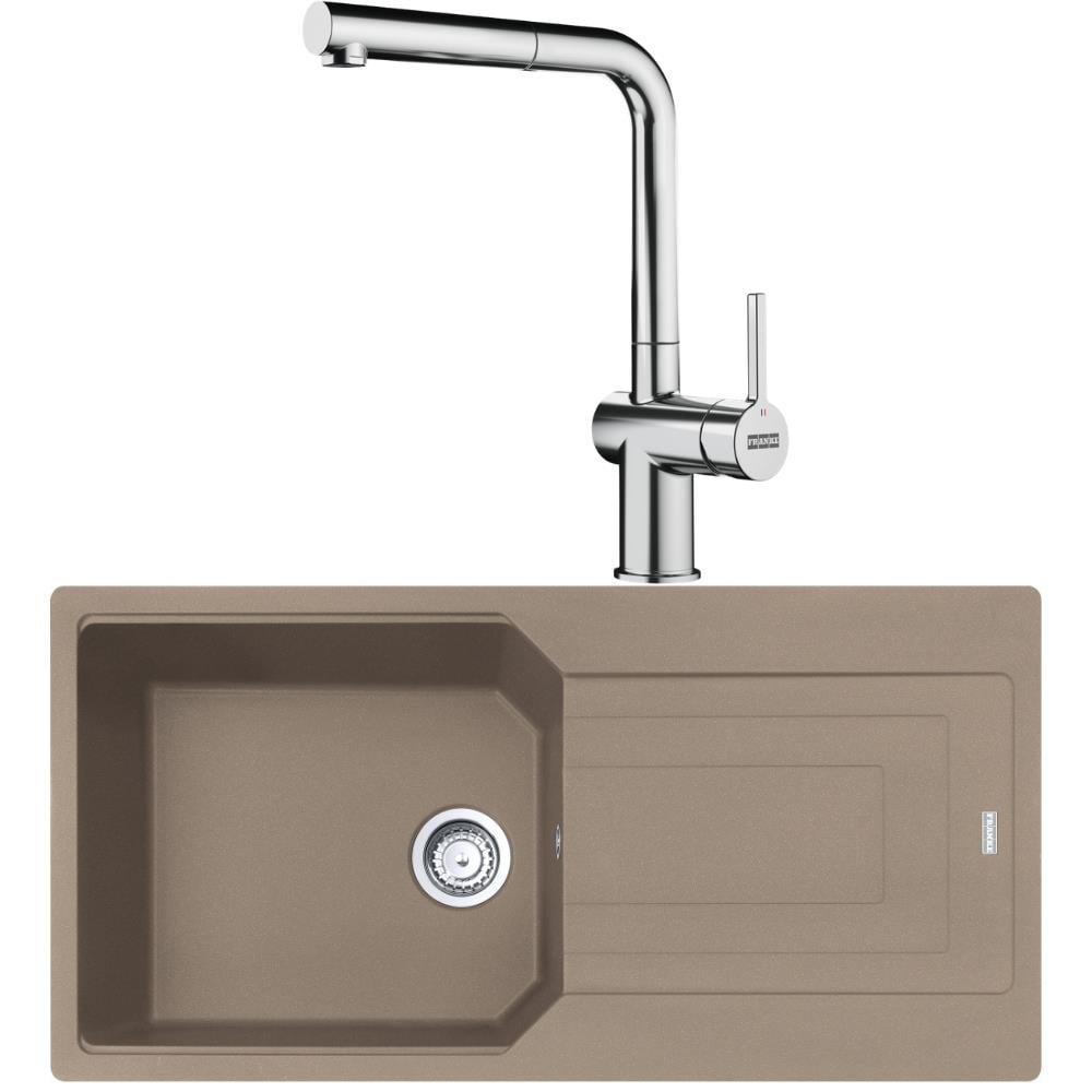 Franke UBG 611-100 Granit Oyster Evye, Active Plus Doccia Krom Armatür