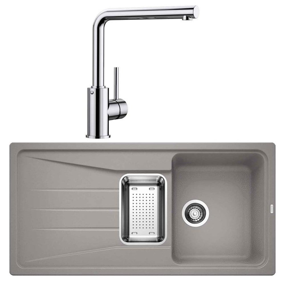 Blanco SONA 6 S Alu Metallic Granit Evye, MILA Krom Armatür Set, Aksesuar Hediyeli