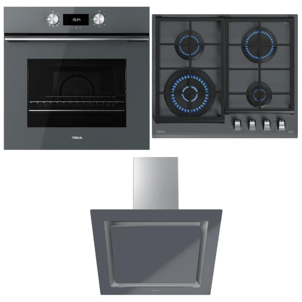 Teka HLB 8400 ST Fırın, GZC 64320 XBC ST E4 Ocak, DLV 68660 ST TOS Davlumbaz, Stone Grey Renk, Ankastre Set