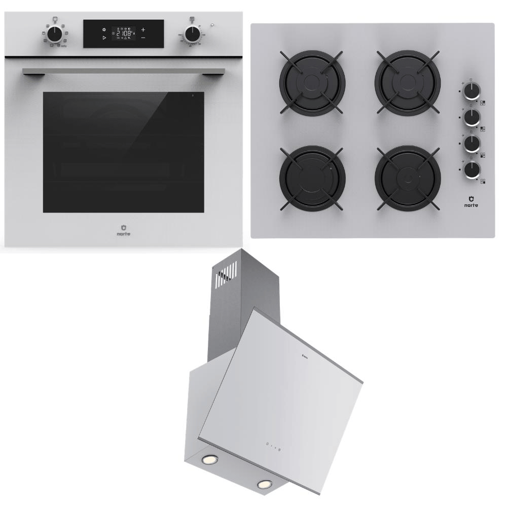 Narte Ankastre Set 5; OV400W Fırın, CG20060W Ocak, H20060W Davlumbaz  