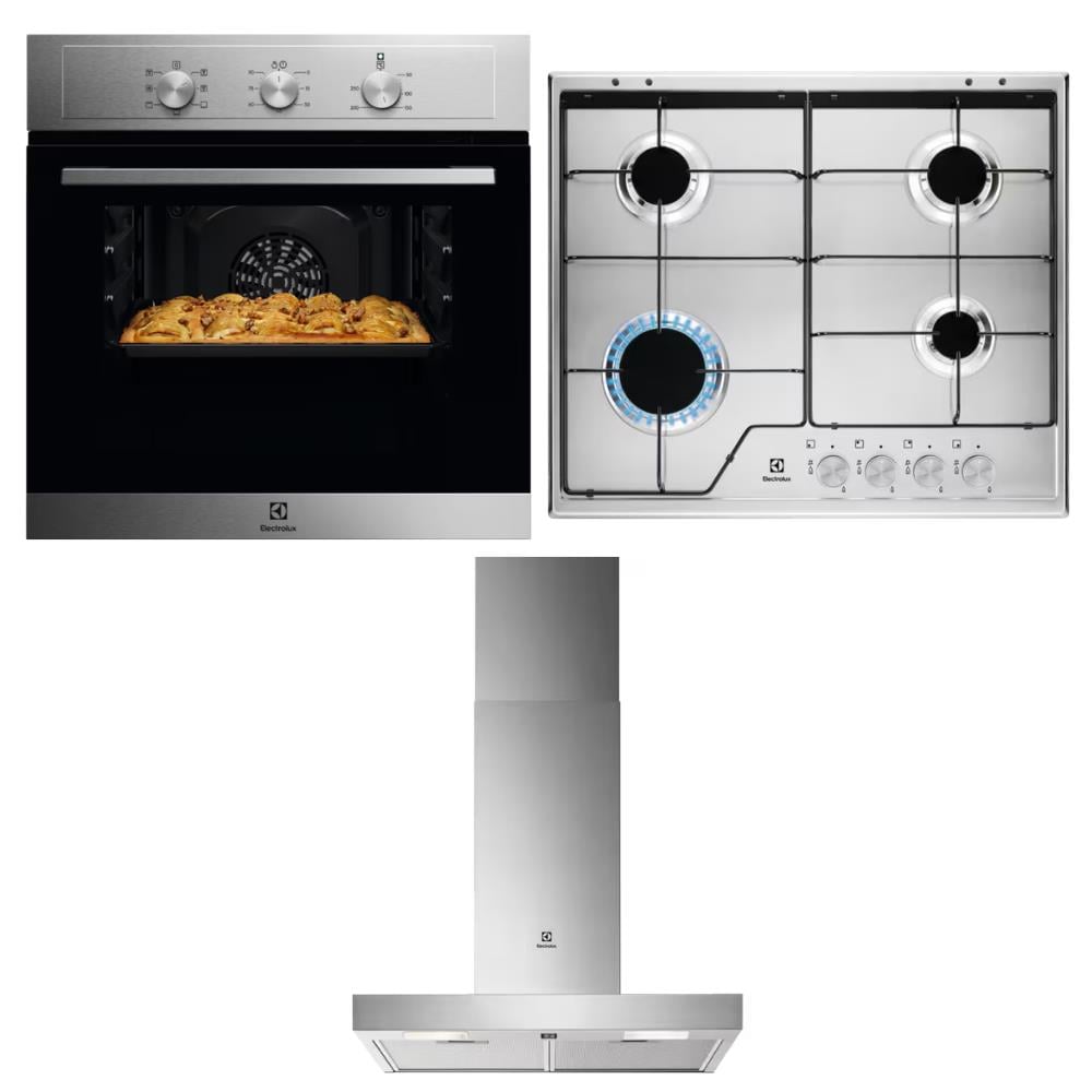 Electrolux Ankastre Inox Set 1; EOH2H00BX Ankastre Fırın, KGS6424SX Ankastre Ocak, LFT316X Ankastre Davlumbaz
