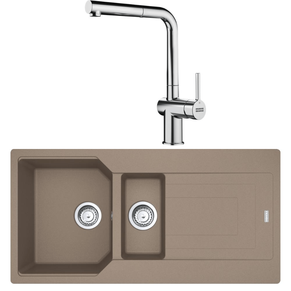 Franke Urban UBG 651-100 Granit Oyster Evye, Active Plus Doccia Krom Armatür