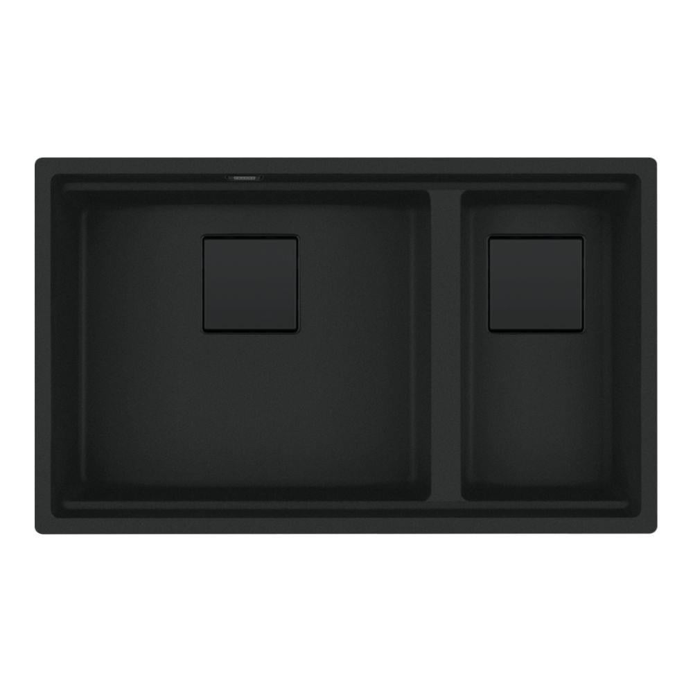 Franke KNG 120 Granit Evye, Matt Black, Tezgah Altı, 2 Hazneli, 72x42 cm
