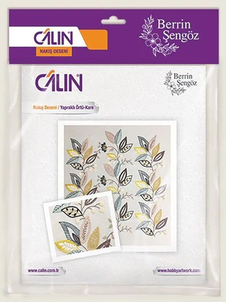 CALIN - Berrin Şengöz Nakış Deseni -  Yapraklı Örtü-Kare