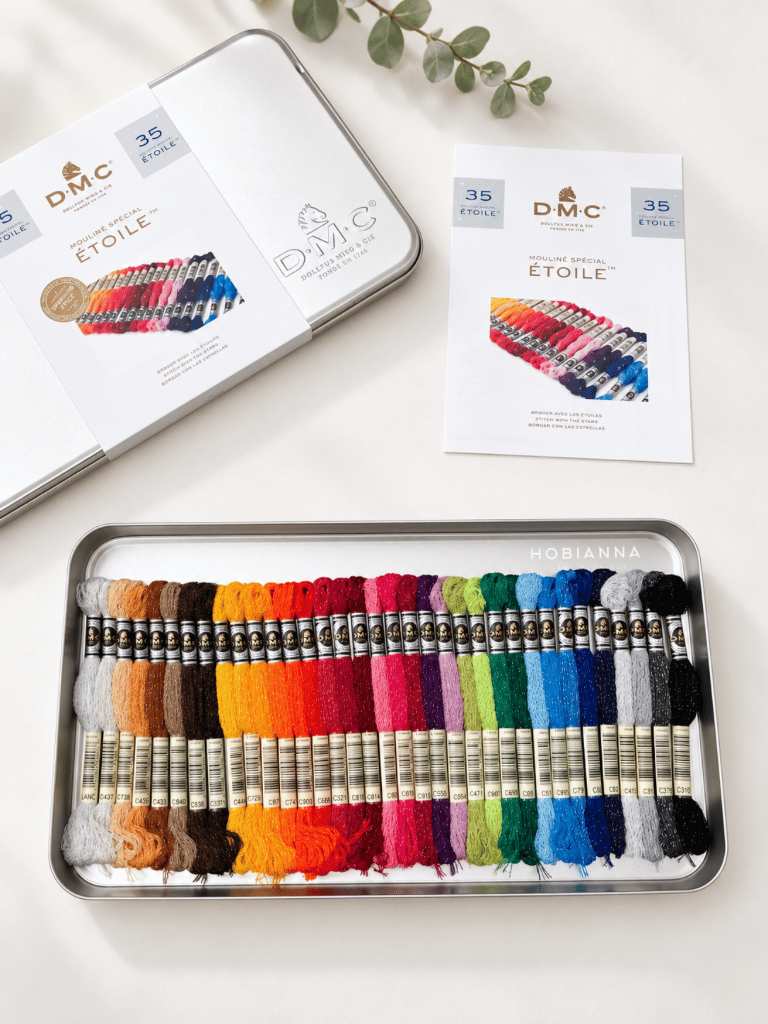 DMC Etoile Metallic Mouliné Embroidery Thread Set 35 Skeins Collector's Tin – All Colours - 617B