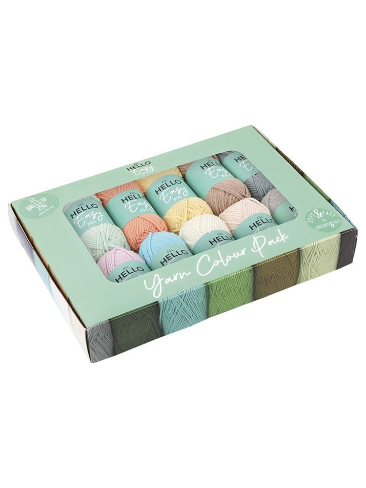 Hello Easy Yarn Set 12 x 25 g Pastel – Cotton-Acrylic Punch Needle and Amigurumi Yarn - ES-12PK01
