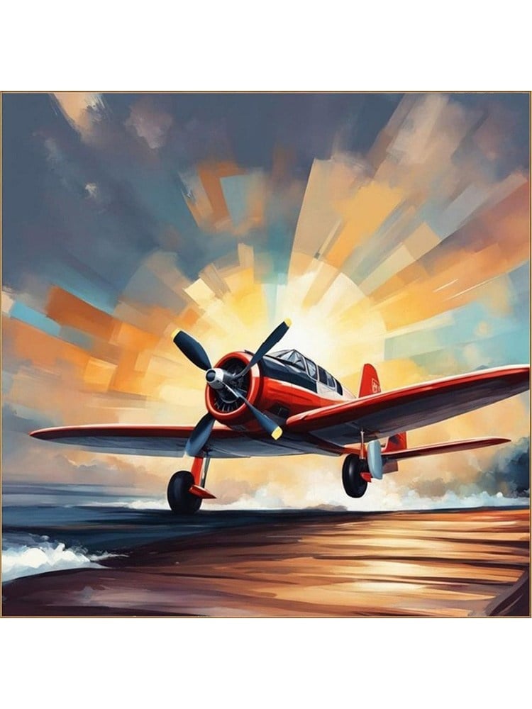Hobby Mood Elmas Mozaik Tablo Kiti - Gün Doğumunda Uçak (30x30 cm) - MS50441
