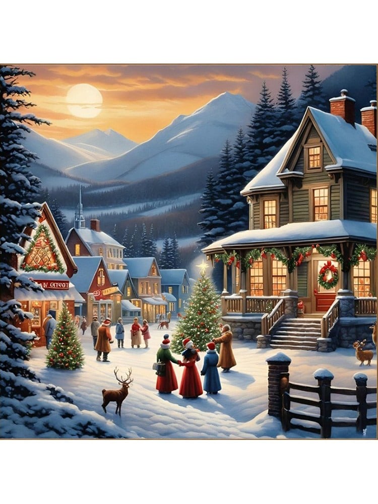 Hobby Mood Elmas Mozaik Tablo Kiti - Noel Köyü (30x30 cm) - MS19542