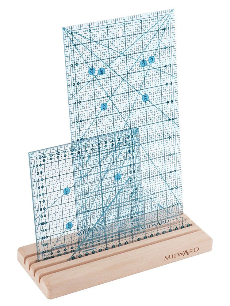 Milward Ahşap Patchwork Cetvel Standı - 25x10 cm (4 Yuvalı)