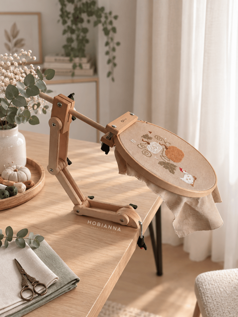 Nurge Masa Bağlantılı Ayarlanabilir Nakış Standı - Ahşap Başlıklı