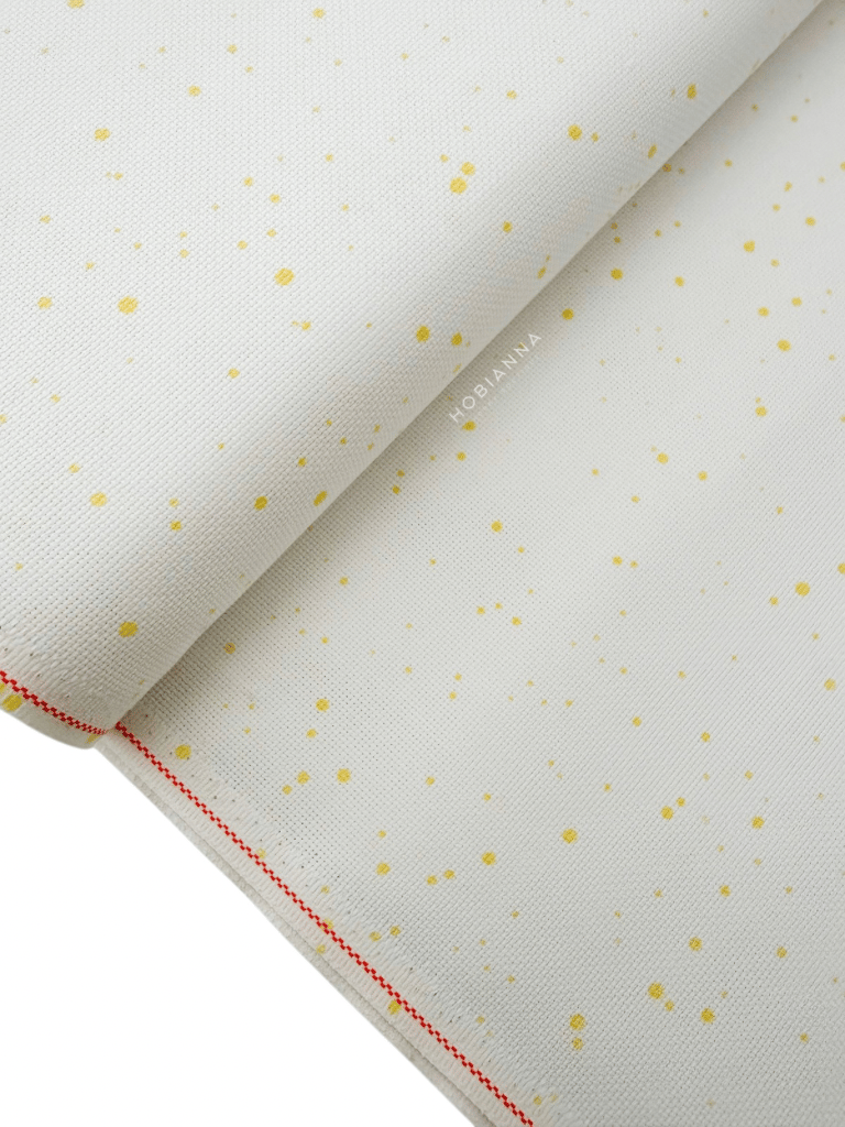 Zweigart Fein Aida - 3793-1349, Width:110cm, 18Ct - Splash White (Yellow Dotted)
