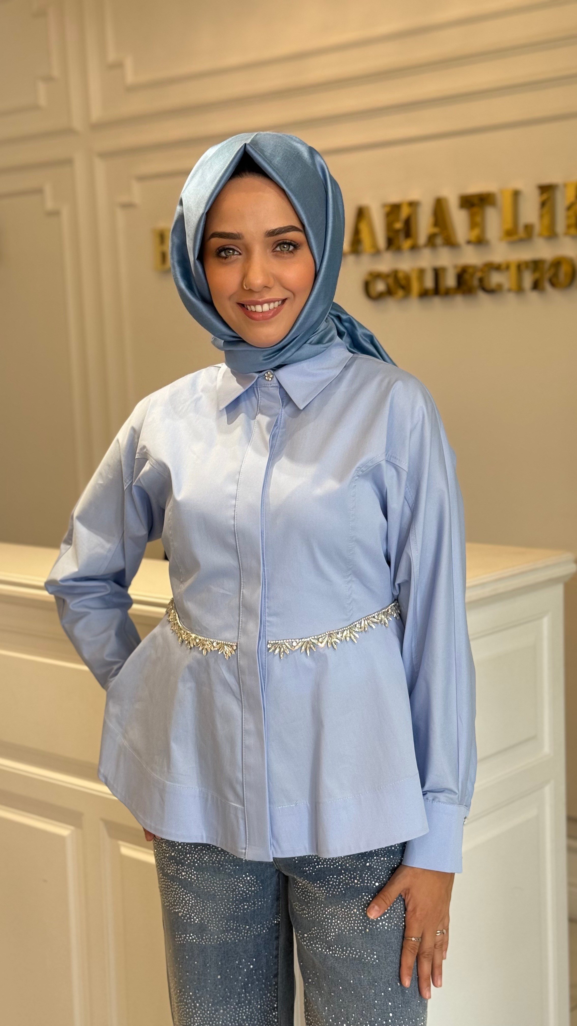GHISA 4498 TUNİK GÖMLEK MAVİ